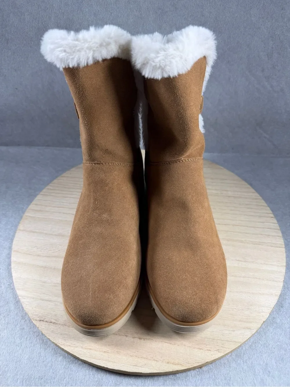 Skechers Keepsakes Wedge Cozy Peak Mid Calf Boots (Women) Size 9 Tan